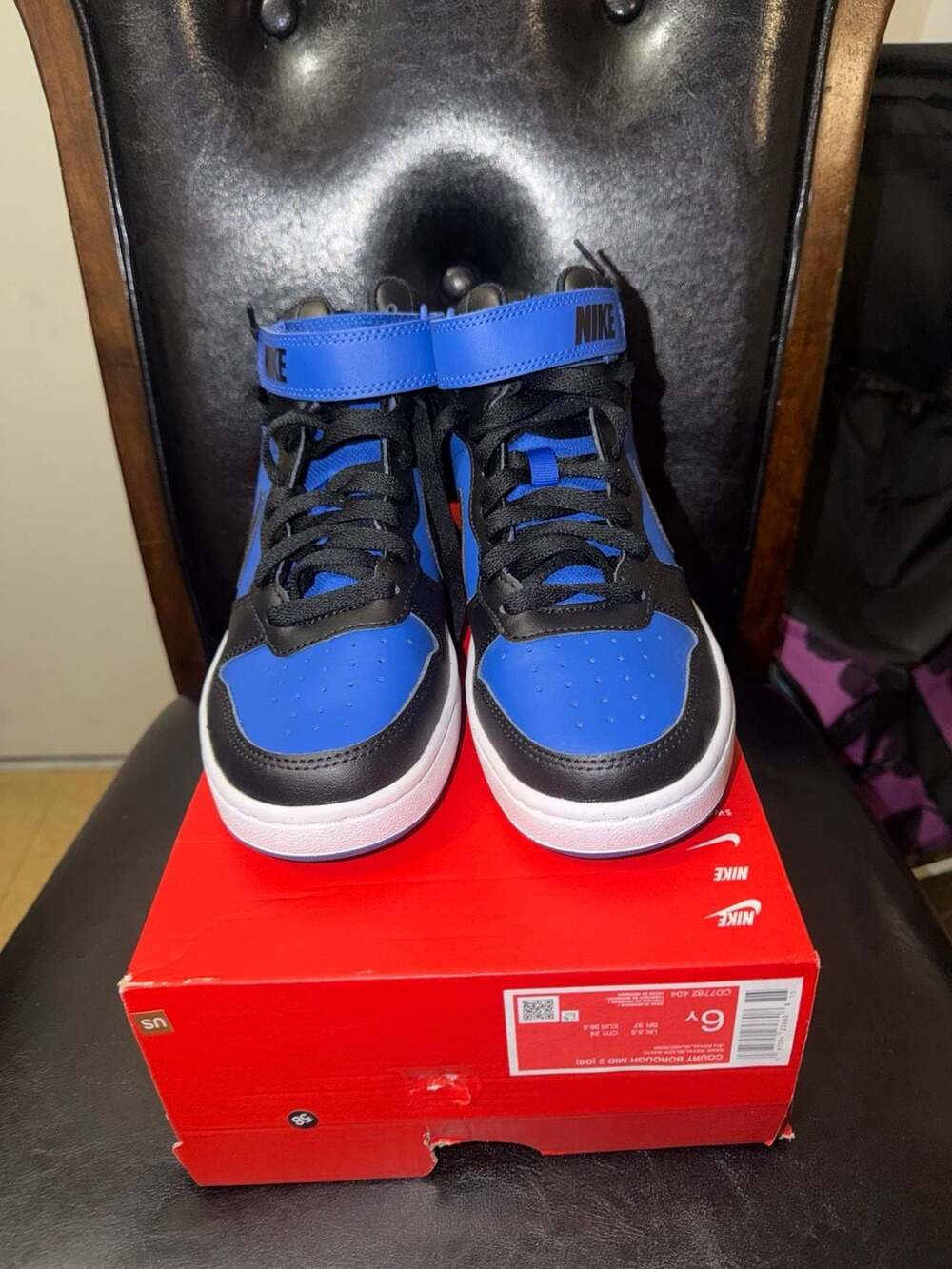 Nike Court Borough Mid 2 (GS) Youth High-Top Sneakers - Game Royal/Black/White